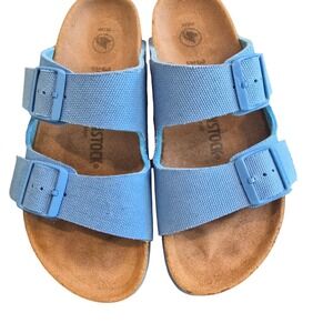 Birkenstock Arizona Vegan Sky Blue Canvas Sandals EU 38 US Women 7-7.5 Men 5-5.5